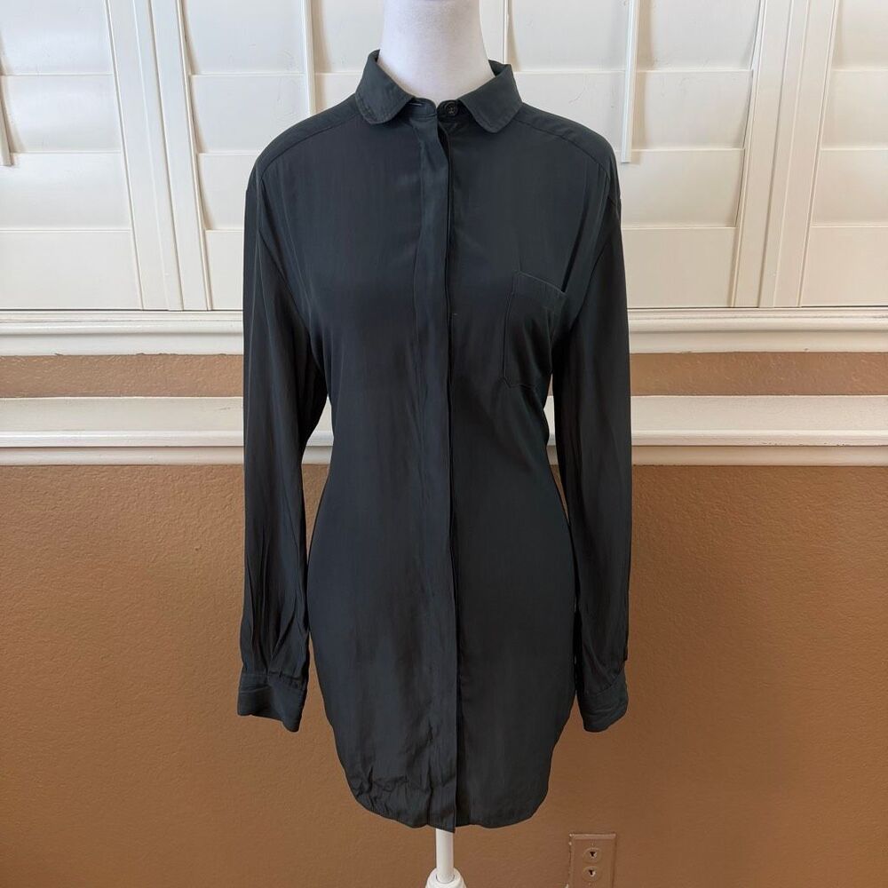 AllSaints Japanese Cloth Button Up Women’s M Green Edgy Dark Academia Luxury